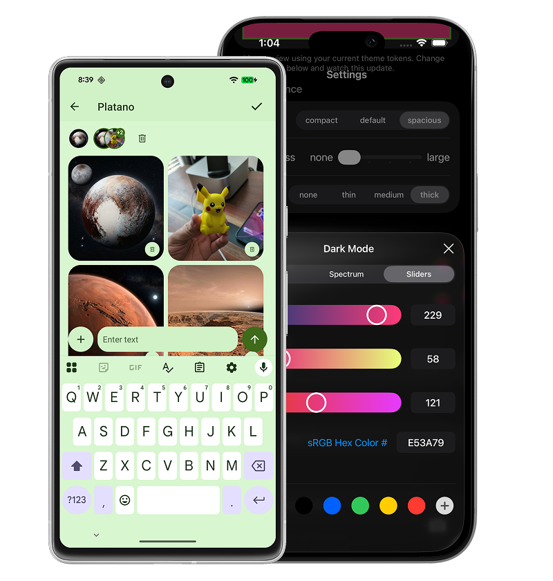 Platano app running on iPhone and Android