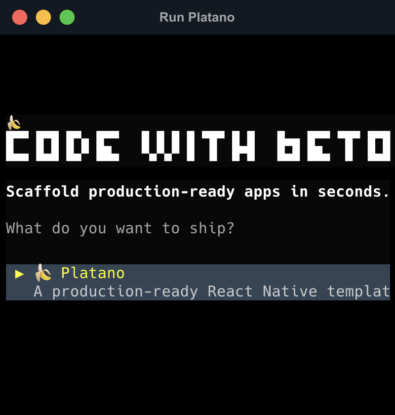 Platano ship CLI scaffolding a new app