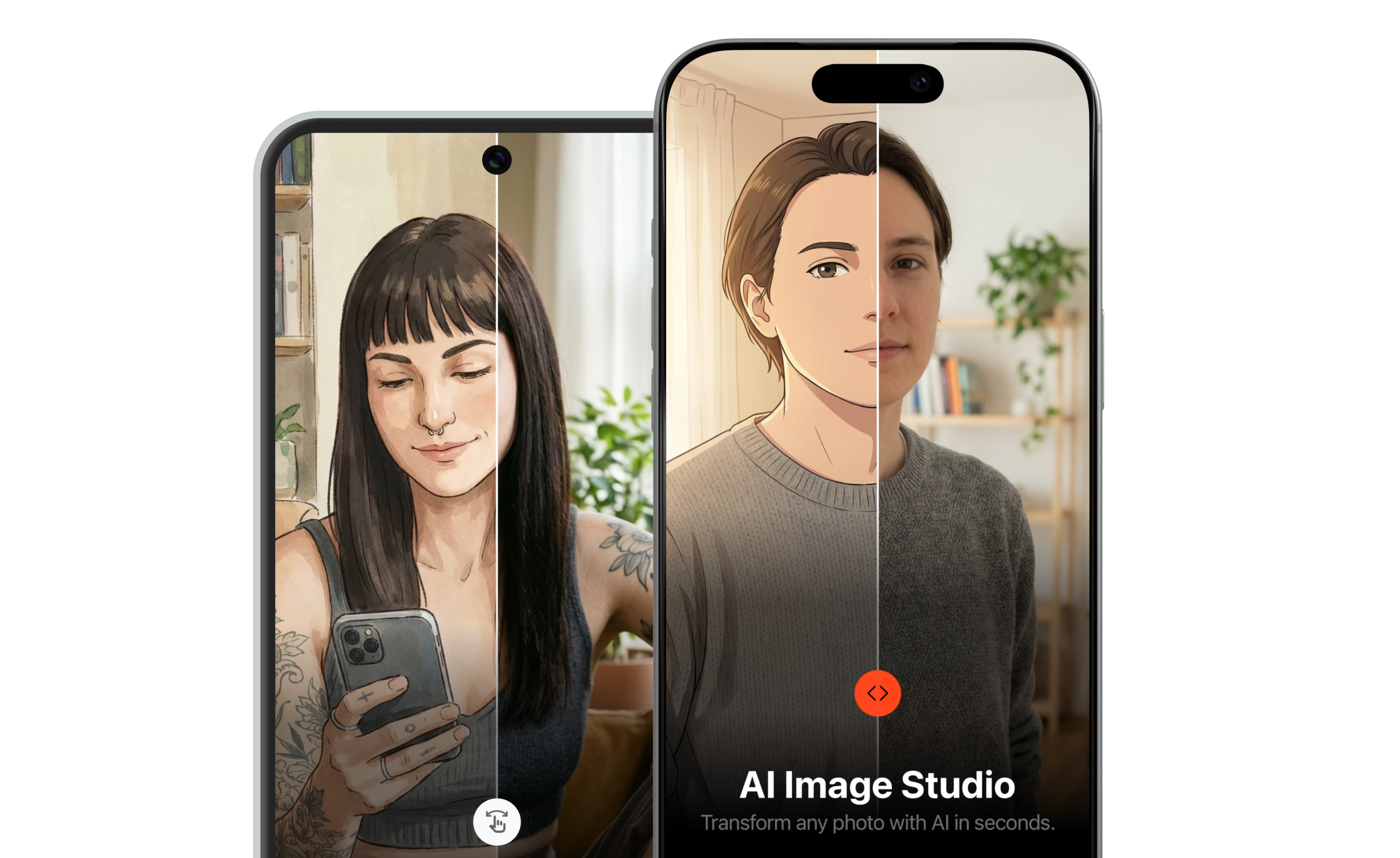 Platano onboarding with before and after AI photo demos