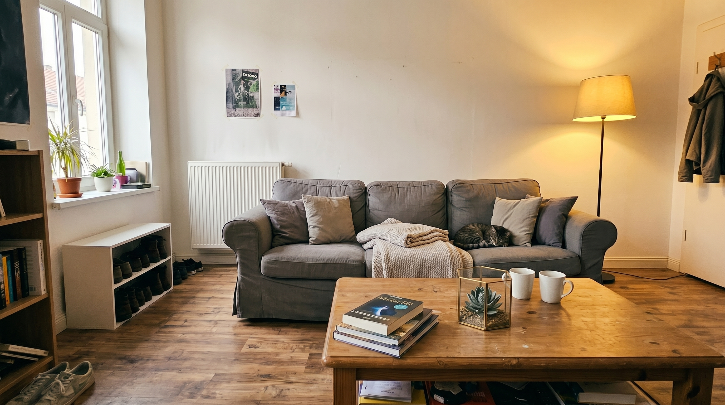 After: same room with decor refresh and styling
