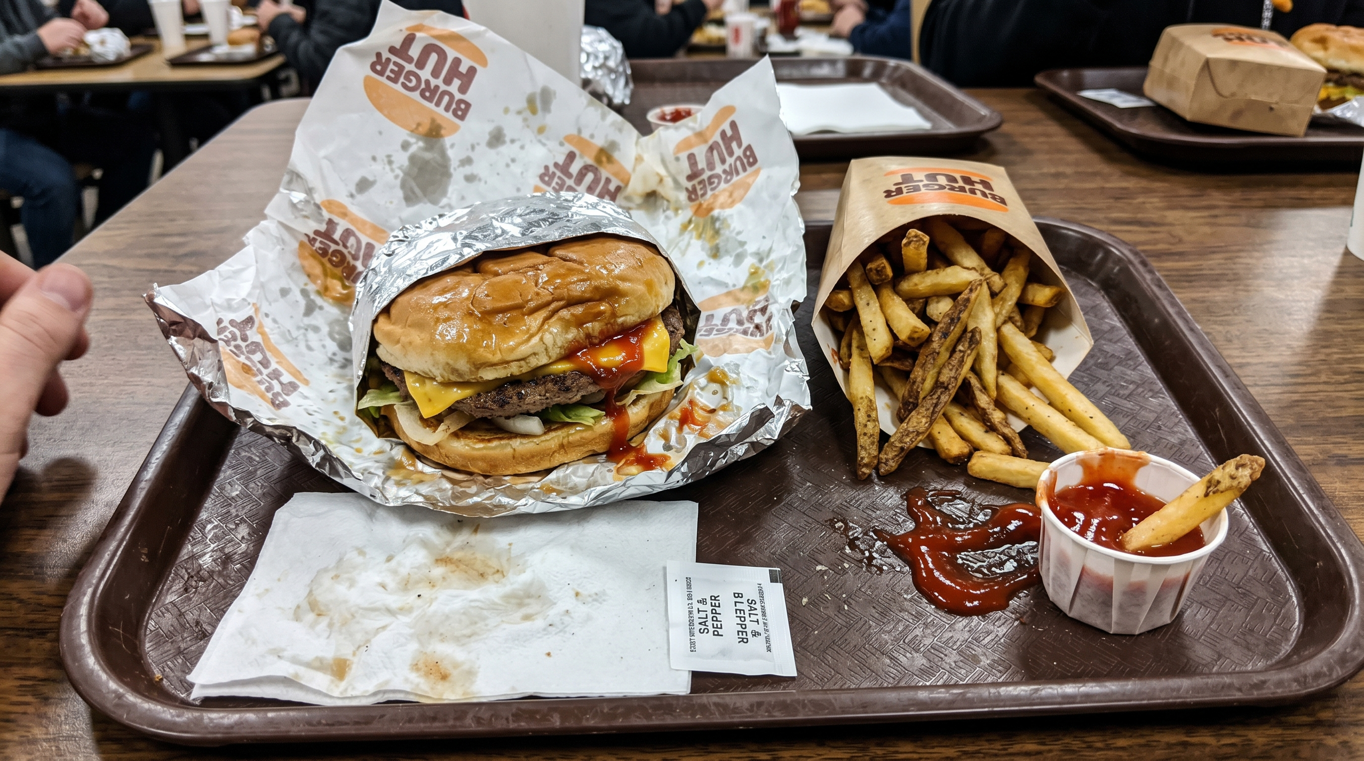 Before: casual phone photo of fast food on a tray